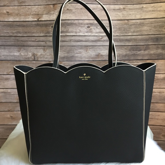 Kate spade leewood rain place black tote scalloped - Picture 3 of 8